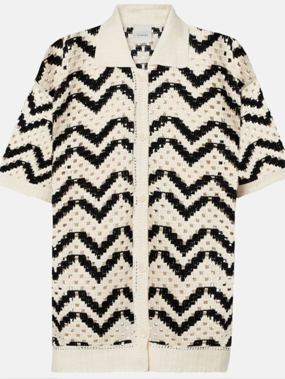 Varley Anais Shirt Cream and Black cotton Button-Down